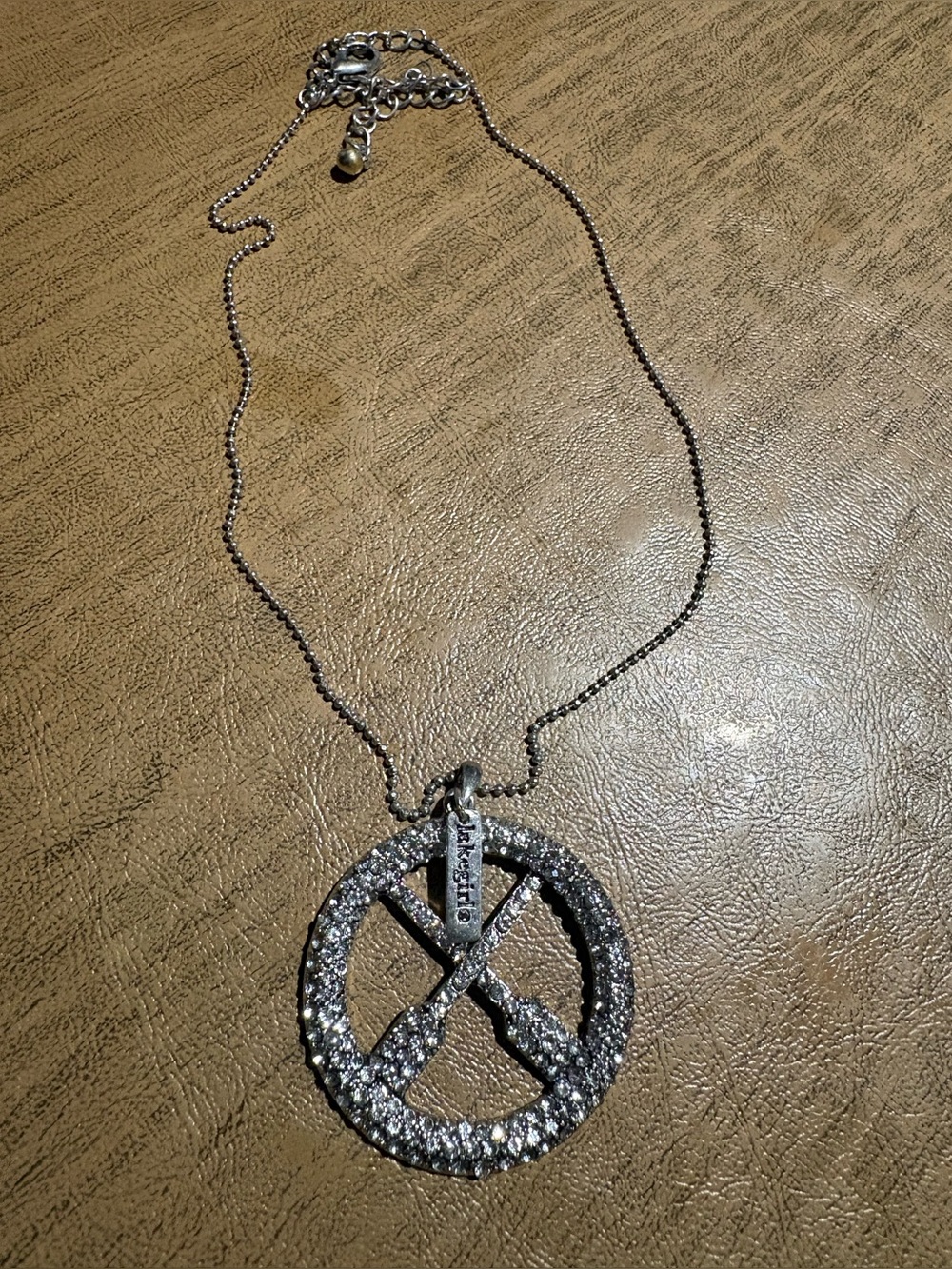Lakegirl Rhinestone Peace Sign Pendant Necklace